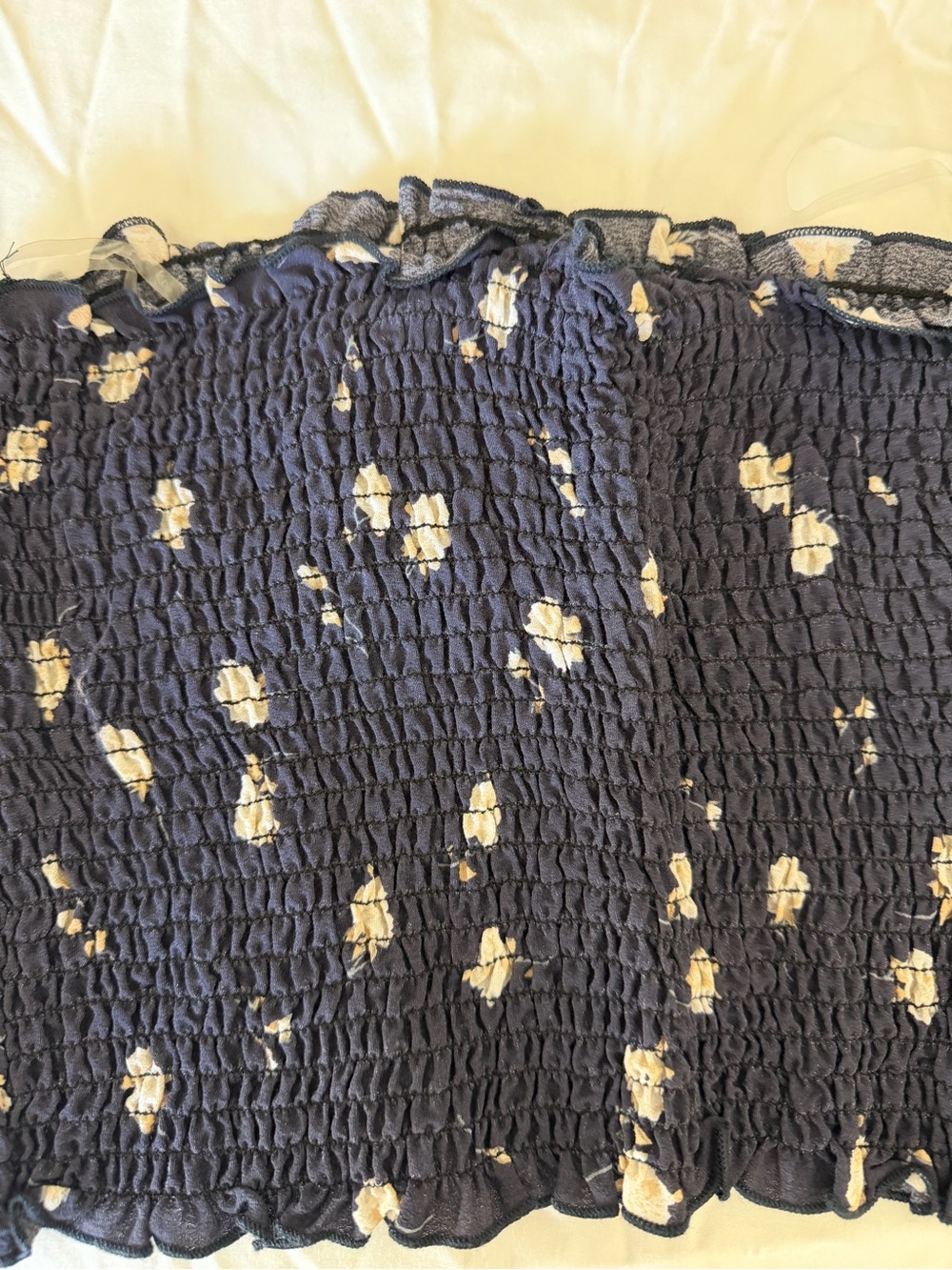 Brandy Melville vintage black Smocked Tube Top with Cream Floral Print